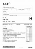 AQA GCSE POLISH PAPER 3 2024 (8688/RH: Reading Higher Tier )