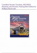 Solution Manual for Canadian Income Taxation 2023/2024 26th Edition by William Buckwold, Joan Kitunen, Matthew Roman, Abraham Iqbal