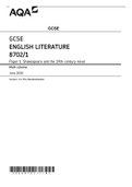 Exam (elaborations) AQA GCSE ENGLISH LITERATURE 8702/1 Paper 1 Shakespeare and the 19th-century novel Mark scheme June 2020 Version: 0.2 Pre-Standardisation AQA GCSE ENGLISH LITERATURE 8702/1 Paper 1 Shakespeare and the 19th-century novel Mark scheme June