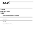 AQA A level Psychology 7182/1: Final Marking Scheme for June 2021 -v1.0