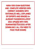 NURA 1050 EXAM QUESTIONS AND  COMPLETE VERIFIED 100% CORRECT ANSWERS WITH RATIONALES WELL EXPLAINED BY EXPERTS AND GRADED A+ ALREADY PASSED!!!!!!!!LATEST 2024 UPDATE WITH 100% GUARANTEED SUCCESS AFTER DOWNLOAD ( ALL YOU NEED TO PASS YOUR EXAMS)