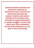  CARDIOPULMONARY ANATOMY AND PHYSIOLOGY ESSENTIALS OF RESPIRATORY CARE 6TH EDITION TEST BANK EXAM QUESTIONS AND  COMPLETE VERIFIED 100% CORRECT ANSWERS WITH RATIONALES WELL EXPLAINED BY EXPERTS AND GRADED A+ ALREADY PASSED!!!!!!!!LATEST 2024 UPDATE WITH 1