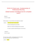 NUR 2115 Final Exam, (Latest 2020) Fundamentals of Professional Nursing