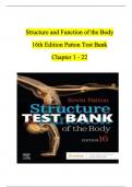 Structure and Function of the Body 16th Edition Patton Test Bank