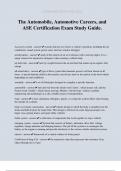 The Automobile, Automotive Careers, and ASE Certification Exam Study Guide