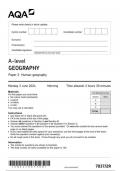 AQA A LEVEL Geography paper 2R June 2024 QUESTION PAPER -7037/2R