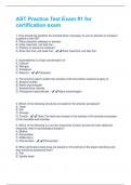 AST Practice Test Exam #1 for certification exam Questions And Answers Graded A+