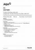 AQA AS HISTORY PAPER 2B QUESTION PAPER 2024 (7041/2B : The fall of The Lancaster , 1450-1471)