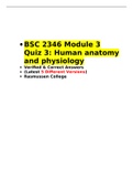  BSC 2346  Module 3 Quiz 3 (5 Versions) , BSC 2346  Human anatomy and physiology •	Verified & Correct Answers •	(Latest Versions) •	Secure HIGHSCORE •	Rasmussen College