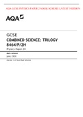 AQA GCSE PHYSICS PAPER 2 MARK SCHEME LATEST VERSION