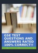 GSE TEST QUESTIONS AND ANSWERS RATED 100% CORRECT!!