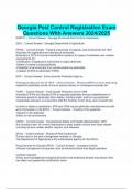 Georgia Pest Control Registration Exam Questions With Answers 2024/2025