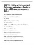 CLETS - CA Law Enforcement Telecommunications System with 100- correct answers 2024