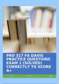 PRD 317 FA DAVIS PRACTICE QUESTIONS EXAM 1 (SOLVED) CORRECTLY TO SCORE A+