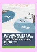 NUR 416 EXAM 4 FALL 2024 QUESTIONS WITH 100% VERIFIED 100% CORRECT!!