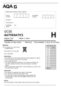 AQA GCSE MATHEMATICS Higher Tier	Paper 1 Non-Calculator