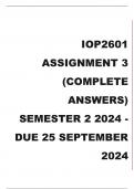 IOP2601 Assignment 3 (COMPLETE ANSWERS) Semester 2 2024 - DUE 25 September 2024