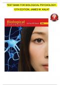 TEST BANK FOR BIOLOGICAL PSYCHOLOGY, 13TH EDITION, JAMES W. KALAT.