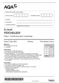 AQA A-level PSYCHOLOGY 7182/1 Paper 1 Introductory topics in psychology May 2024 Questions Papers