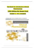 TEST BANK For Introductory Clinical Pharmacology, 12th Edition By Susan Ford, Verified Chapters 1 - 54, Complete Newest Version