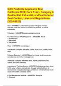 QAC Pesticide Applicator Test California 2024; Core Exam, Category A Residential, Industrial, and Institutional Pest Control, Laws and Regulations-  (2024-2025