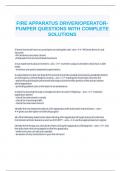 FIRE APPARATUS DRIVER/OPERATOR-PUMPER QUESTIONS WITH COMPLETE SOLUTIONS