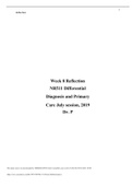 NR 511 Week 8 Reflection|Week 8 Reflection NR511 Differential Diagnosis and Primary Care.