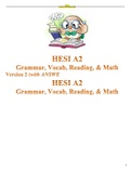 HESI A2 GRAMMAR, VOCAB, READING, & MATHS VERSION 2