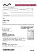 AQA AS PHYSICS Paper 2 QP 2021 &  AQA AS PHYSICS 7407/2 Paper 2 Mark scheme June 2021 Version: 1.0 Final