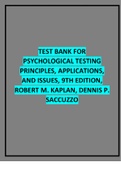 TEST BANK FOR PSYCHOLOGICAL TESTING PRINCIPLES, APPLICATIONS, AND ISSUES, 9TH EDITION, ROBERT M. KAPLAN, DENNIS P. SACCUZZO