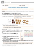 Case Student Exploration: Balancing Chemical Equations Gizmos