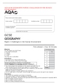 AQA GCSE GEOGRAPHY PAPER 2 CHALLENGES IN THE HUMAN ENVIRONMENT    