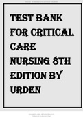 TEST BANK FOR CRITICAL CARE NURSING 8TH EDITION BY URDEN