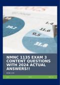 NMNC 1135 EXAM 3 CONTENT QUESTIONS WITH 2024 ACTUAL ANSWERS!!