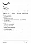 AQA A-LEVEL HISTORY QUESTION PAPER 2024 (Component 2Q;The American Dream, reality and illusion 1945-1980) 7042/2Q