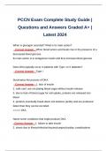 PCCN Exam Complete Study Guide | Questions and Answers Graded A+ | Latest 2024