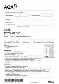 AQA GCSE PSYCHOLOGY Paper 2 QUESTION PAPER 2024 (8182-2)Social Context and Behaviour (1)