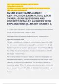 CVENT EVENT MANAGEMENT CERTIFICATION EXAM ACTUAL EXAM 70 REAL EXAM QUESTIONS AND CORRECT DETAILED ANSWERS WITH EXPLANATIONS |ALREADY GRADED A