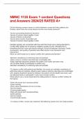 NMNC 1135 Exam 1 content Questions and Answers 2024/25 RATED A+