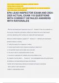 EPA LEAD INSPECTOR EXAM AND 2024- 2025 ACTUAL EXAM 110 QUESTIONS WITH CORRECT DETAILED ANSWERS WITH RATIONALES