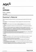 AQA AS GERMAN QUESTION PAPER 2024 (7661/3T/3V) Paper 3;Speaking