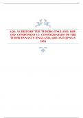 AQA AS HISTORY THE TUDORS: ENGLAND, 1485– 1603 COMPONENT 1C CONSOLIDATION OF THE  TUDOR DYNASTY: ENGLAND, 1485–1547 QP MAY  2024