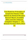 Test Bank and solution manual Principles of Corporate Finance 14th Edition by Richard Brealey, Stewart Myers, Franklin Allen and Alex Edmans, Complete Chapter 1 - 34 | Newest Version and Test Bank for Corporate Finance, Canadian 5th Edition by Berk Jonath