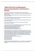  WGU D101Cost and Managerial Accounting Questions and answers | Newest