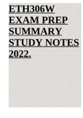 ETH306W EXAM PREP SUMMARY STUDY NOTES 2022