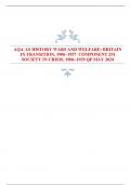 AQA AS HISTORY WARS AND WELFARE: BRITAIN  IN TRANSITION, 1906–1957 COMPONENT 2M  SOCIETY IN CRISIS, 1906–1929 QP MAY 2024