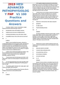 2019 HESI ADVANCED PATHOPHYSIOLOGY FNP V1_ 100 Practice Questions and Answers.