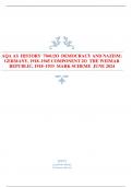 AQA AS HISTORY 7041/2O DEMOCRACY AND NAZISM:  GERMANY, 1918–1945 COMPONENT 2O THE WEIMAR  REPUBLIC, 1918–1933 MARK SCHEME JUNE 2024