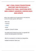 A&P 1 FINAL EXAM STRAIGHTERLINE  ANATOMY AND PHYSIOLOGY 1,  CUMULATIVE FINAL| QUESTIONS WITH  100% CORRECT ANSWERS| VERIFIED|2023- 2024 UPDATE