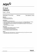 AQA A-level FRENCH Paper 2 Writing 7652/2-QP-French-A-19Jun24